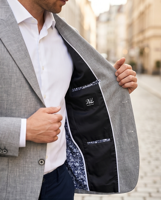 2H Light Gray Linen Blazer