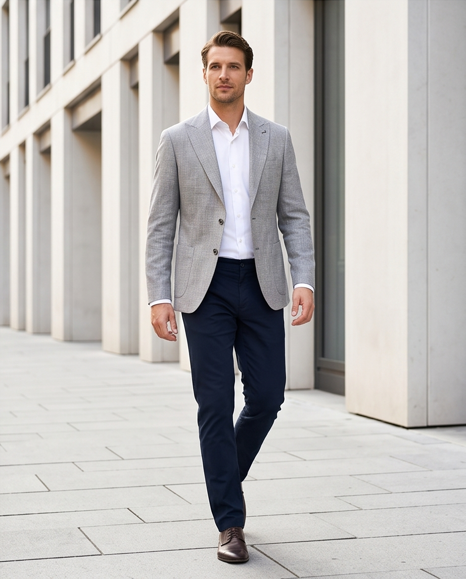 2H Light Gray Linen Blazer