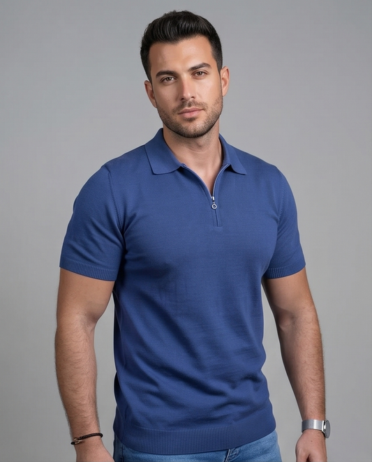 2H #20001-40 Navy Polo Knitted T-Shirt