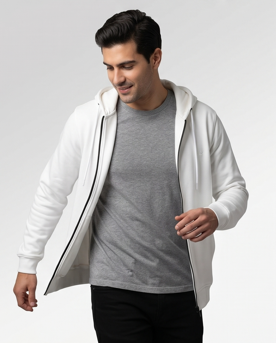 2H #9349 White Cardigan Cotton Sweater