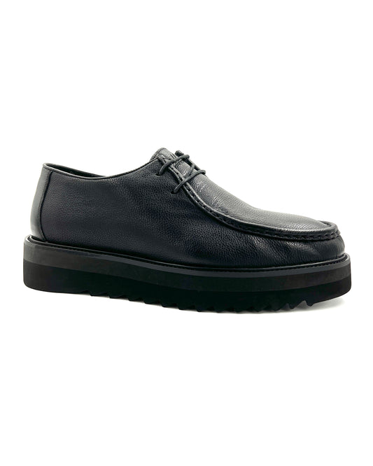 2H #S8018-103 Genuine Leather Black Casual Shoes