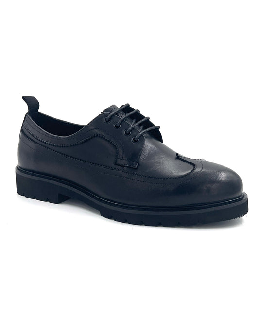 2H #009 Genuine Leather Black Classic Shoes