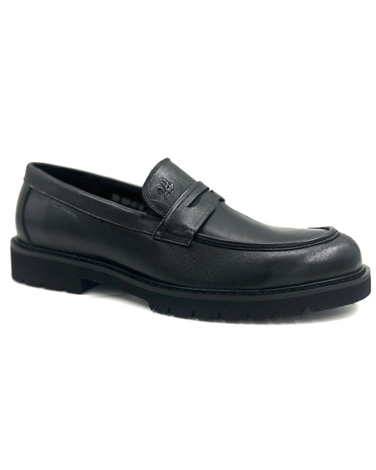 2H #001 Genuine Leather Black Classic Shoes