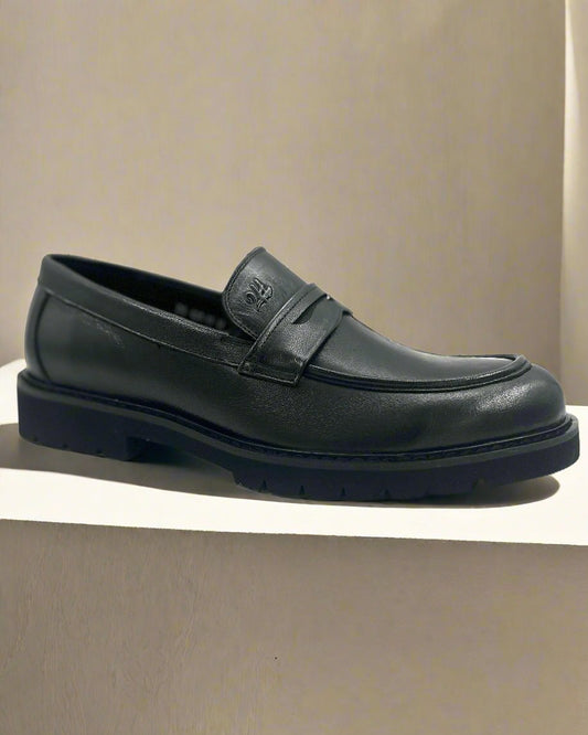 2H #001 Genuine Leather Black Classic Shoes