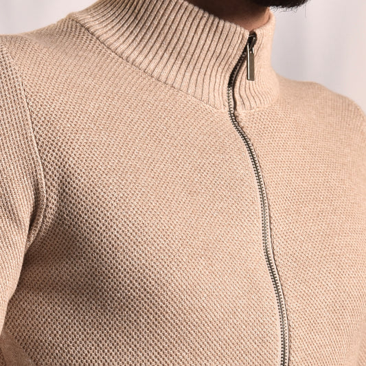 2H #46035 Beige Cardigan Pure Cotton Sweater