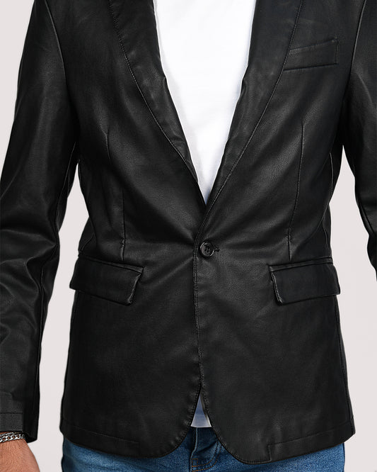 2H #611 Black Leather Casual Jacket