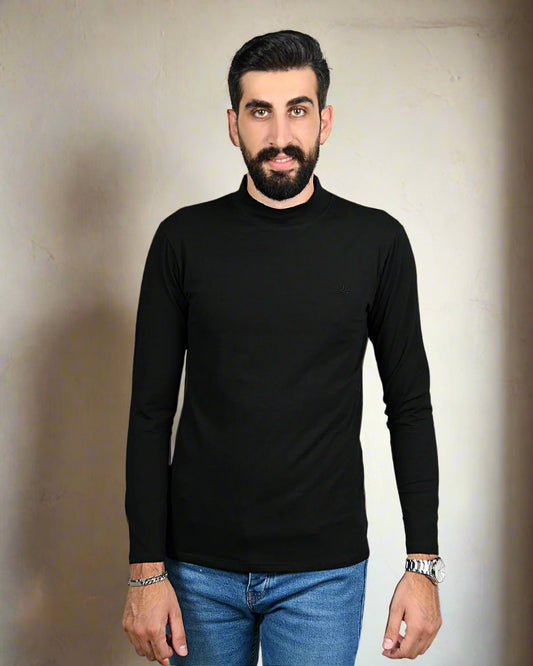 2H Black High Neck Long Sleeve Sweater