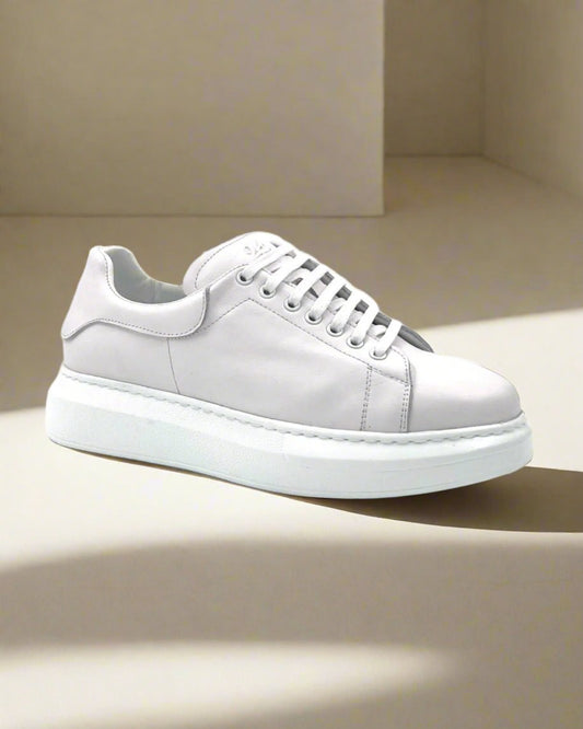 2H #011-07 Genuine Leather White Casual Shoes