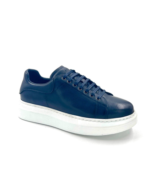 2H #014 Genuine Leather Navy Casual Shoes