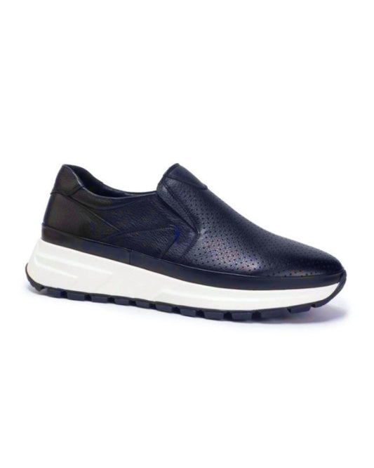 2H #C76086-17-624 Genuine Leather Navy Casual Shoes