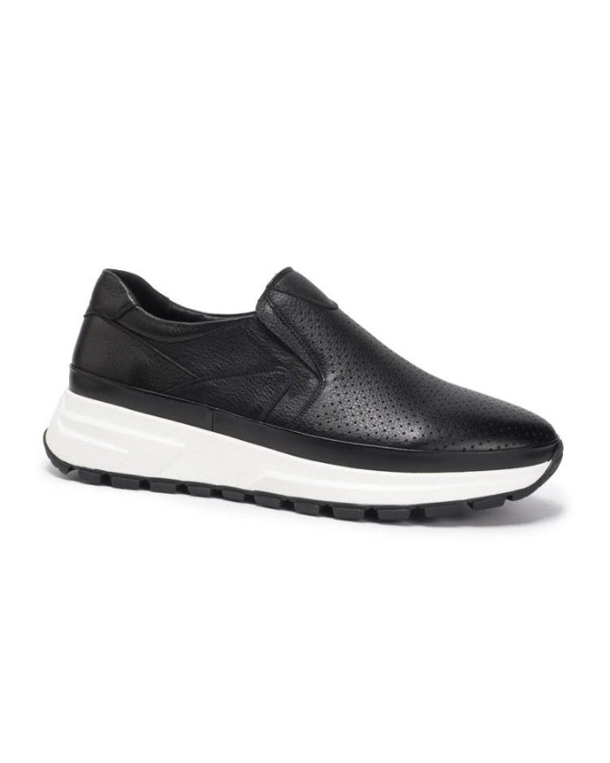 2H #C76086-17-128 Genuine Leather Black Casual Shoes
