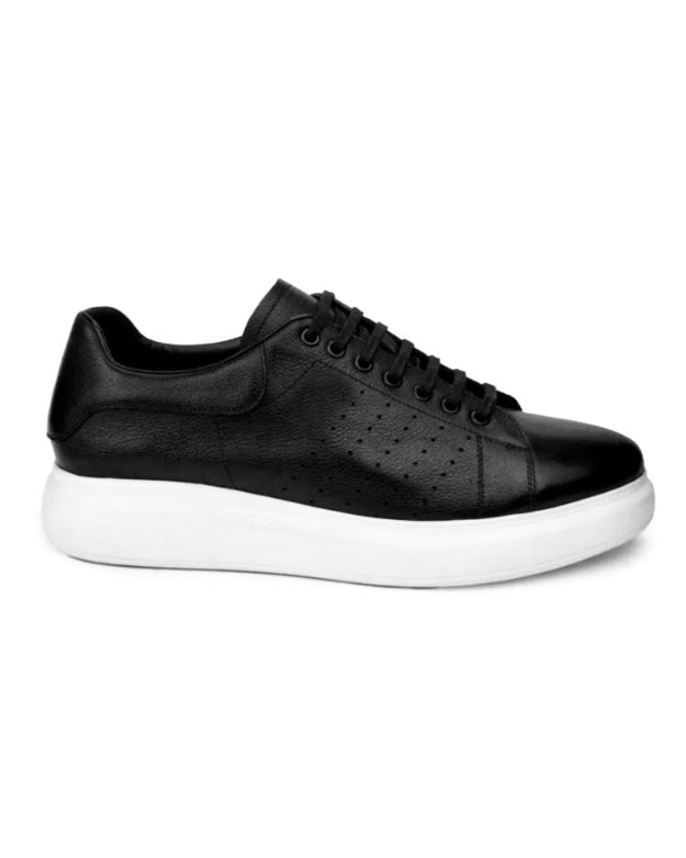 2H #S66-17-807 Genuine Leather Black Casual Shoes