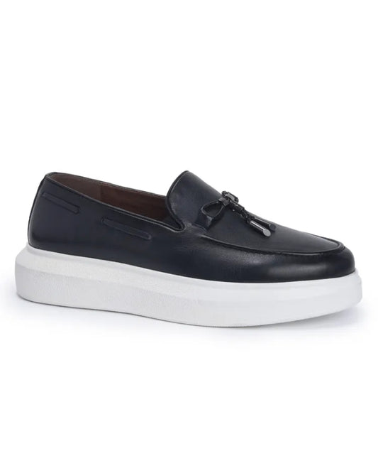 2H #6253-1501-807  Genuine Leather Black Casual Shoes