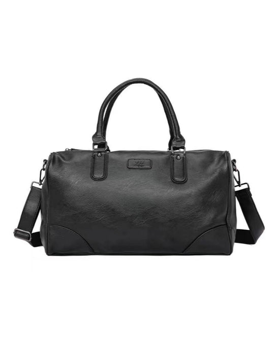 2H #6056 Black pu leather Travel Duffle Bag