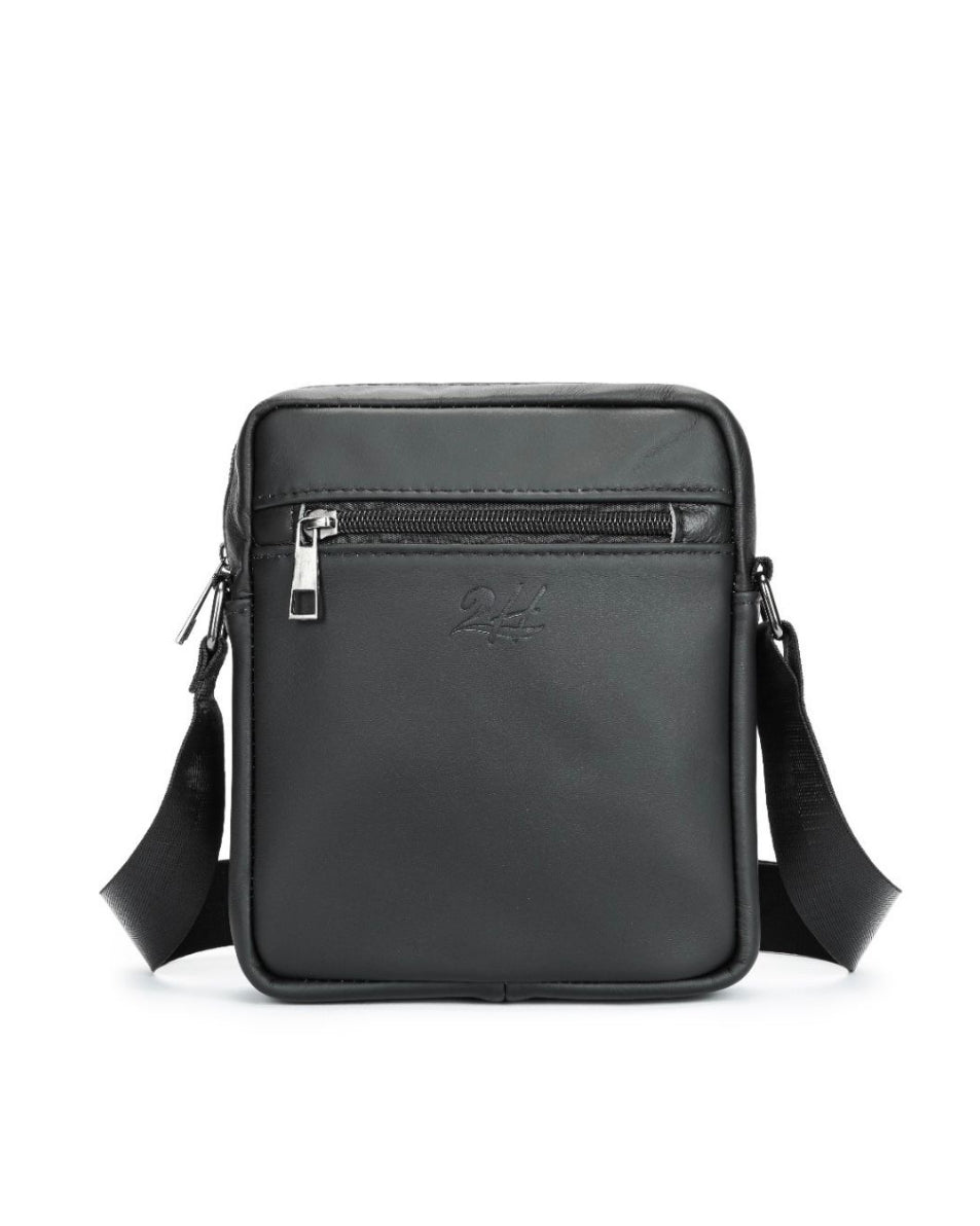 2H #7362 Genuine leather Black Shoulder messenger bag