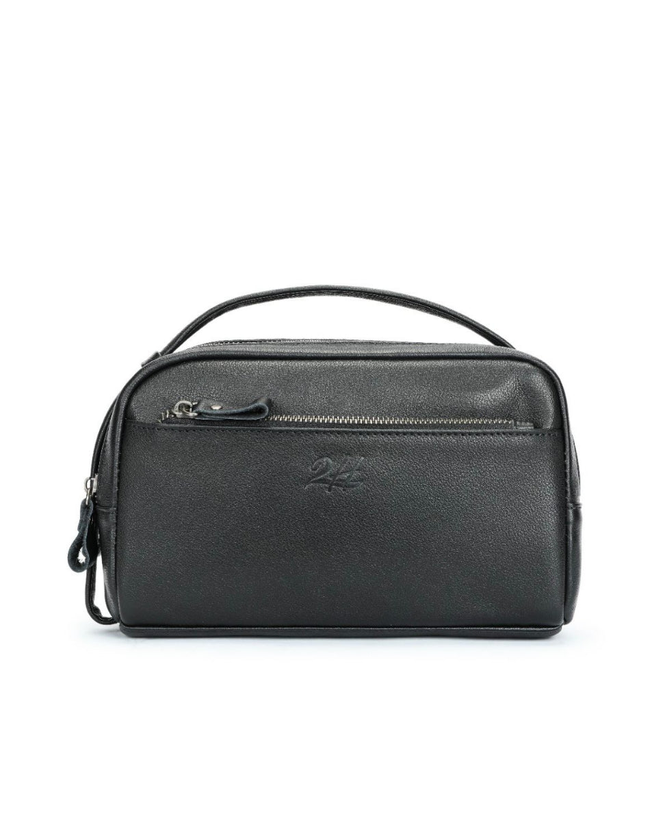 2H #7460 Genuine leather Black Bag