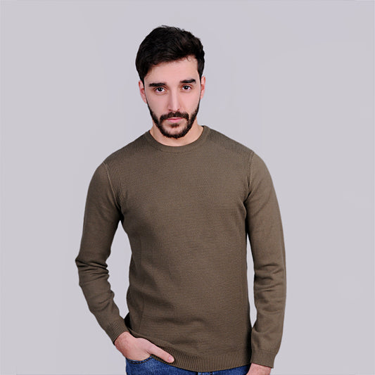 2H #46040 Army Pure Cotton Round Neck Sweater