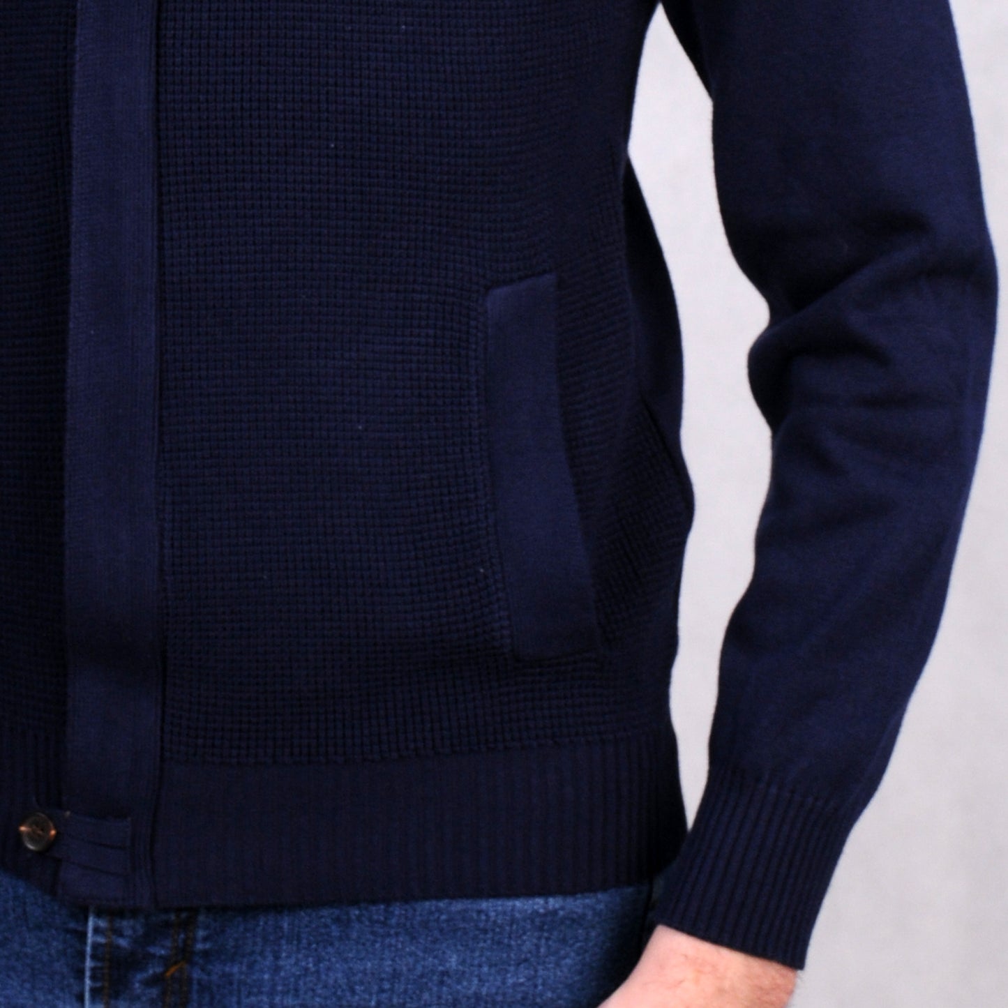 2H #46034 Navy Cardigan Pure Cotton Sweater