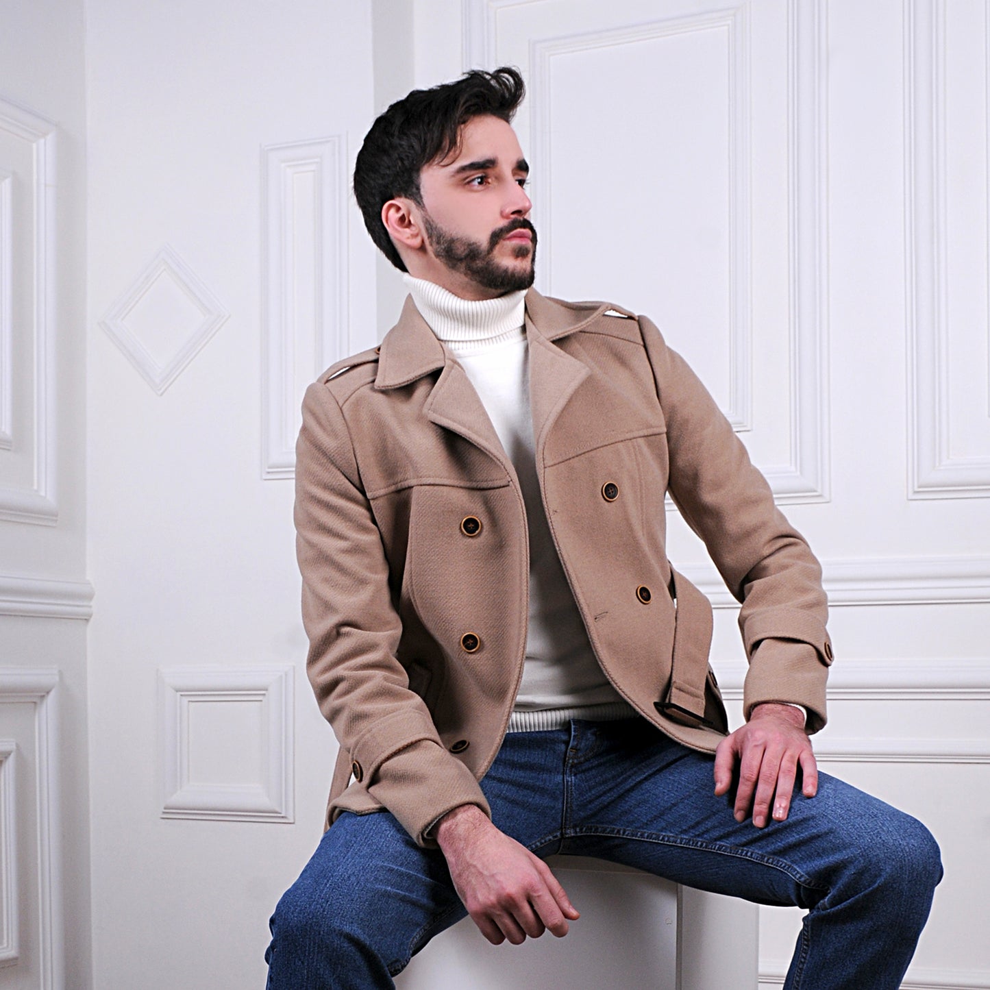 SALE! 2H Beige Coat Double-Breasted Jacket
