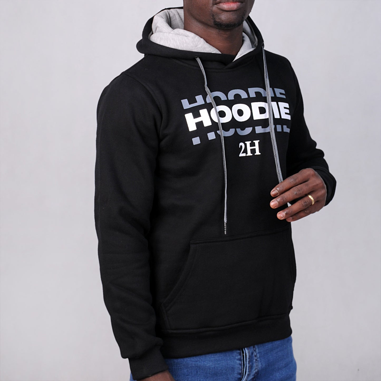 SALE! 2H Black Men Sweater Printed Warm Hoodie