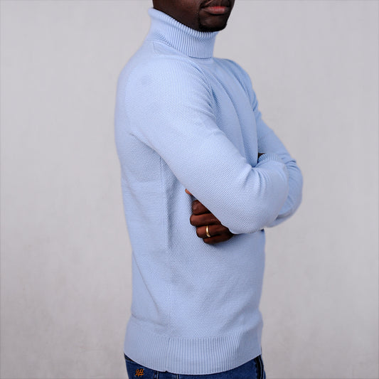 2H #46033 Blue High Neck Sweater