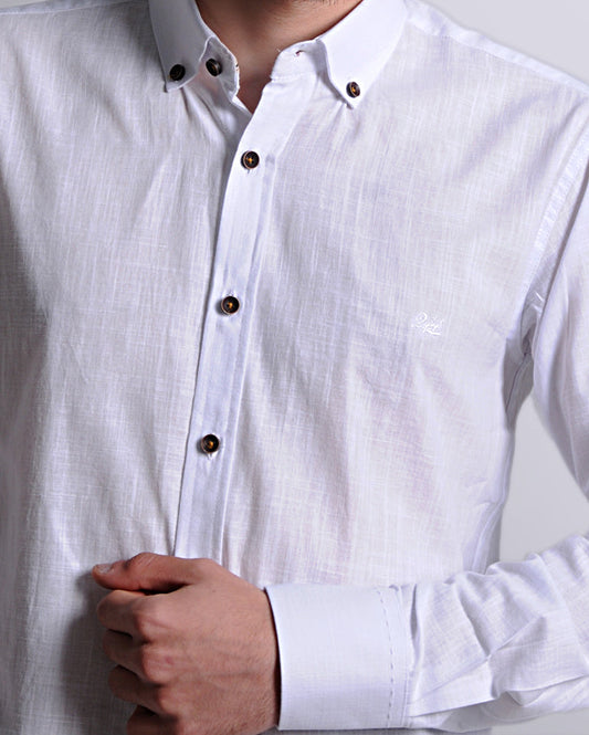 SALE! 2H White Linen Shirt