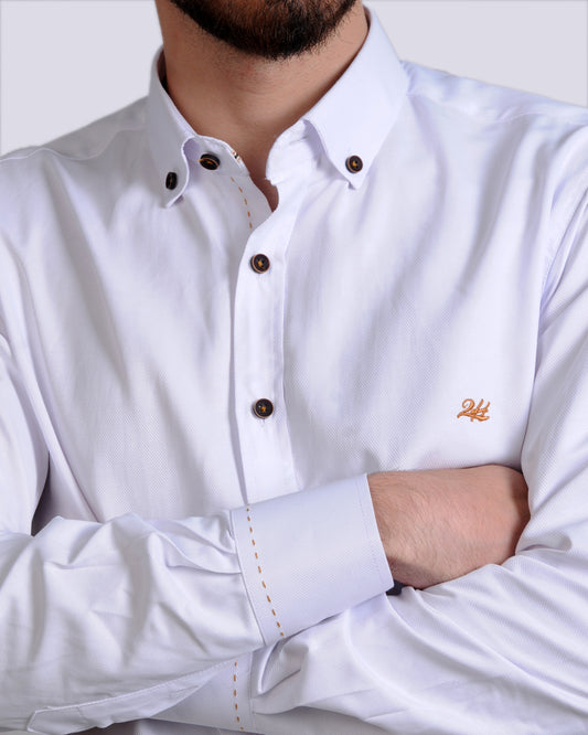 2H White Cotton Shirt