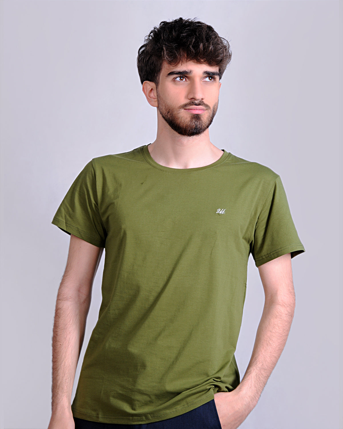 2H #CX81400 Green Short Sleeve Basic T-shirt
