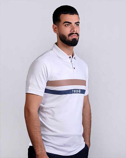 SALE! 2H #77034 White Printed Polo T-shirt