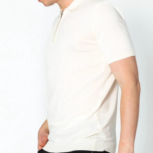 2H White Knitted Polo T-shirt