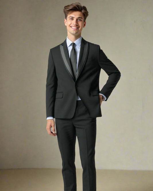2H Black Wedding Suit