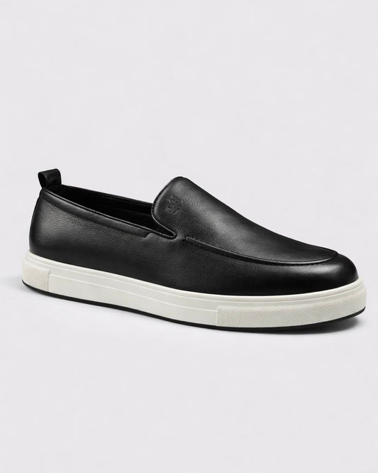 2H #03G Genuine Leather Black Casual Shoes