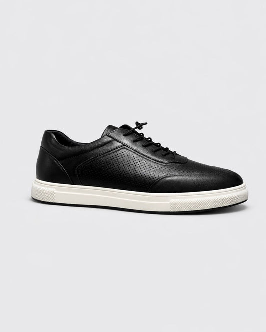 2H #05G Genuine Leather Black Casual Shoes