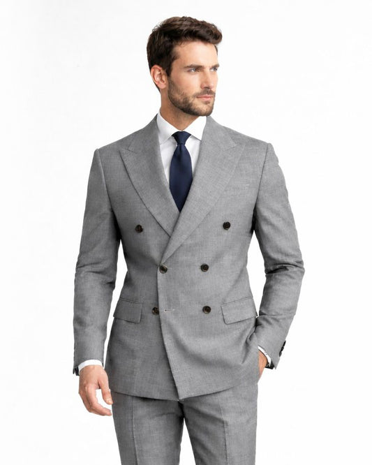 2H #112-1 Gray Double Breasted Suit