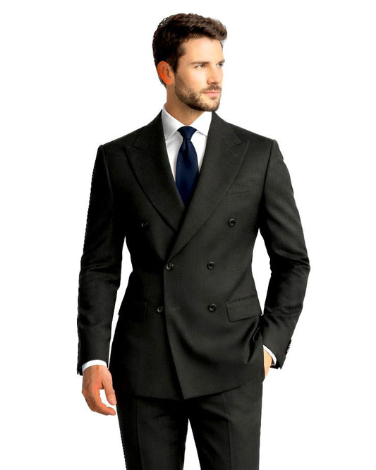 2H #112-2 Black Double Breasted Suit