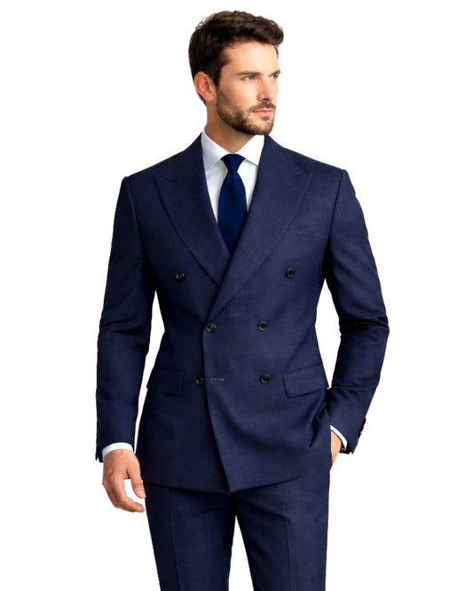 2H #112-3 Navy Double Breasted Suit