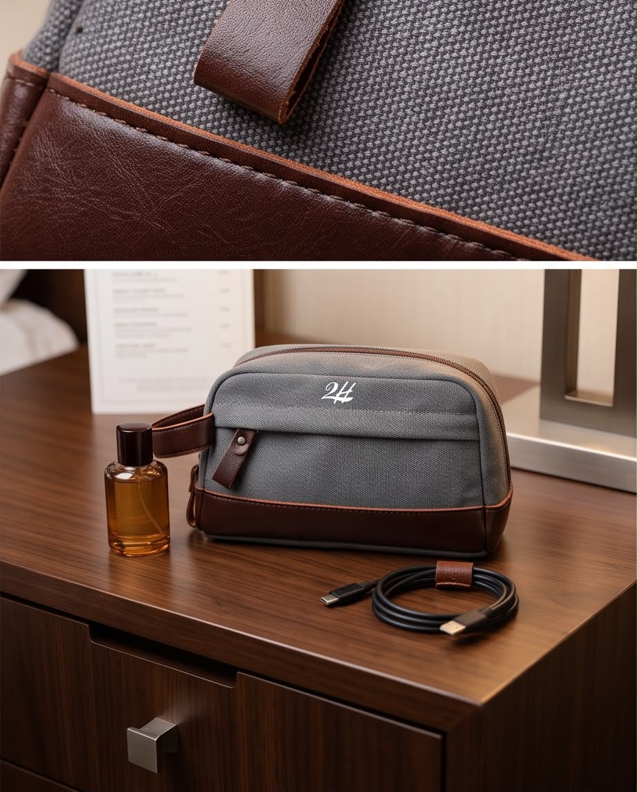 2H Gray Canvas Clutch Bag