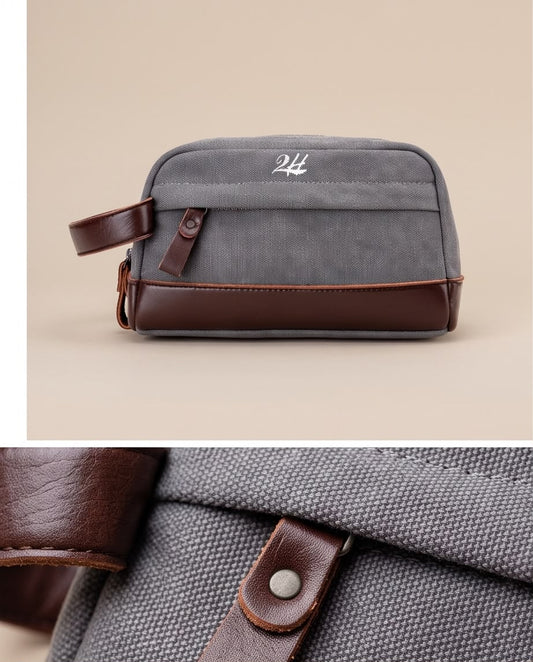 2H Gray Canvas Clutch Bag