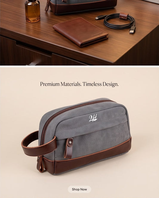 2H Gray Canvas Clutch Bag