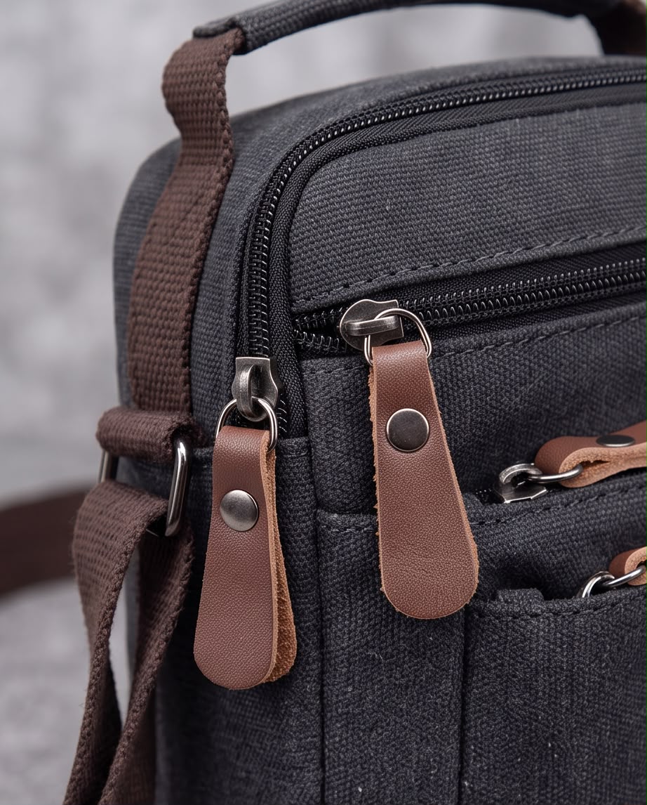 2H Black Canvas Shoulder Bag