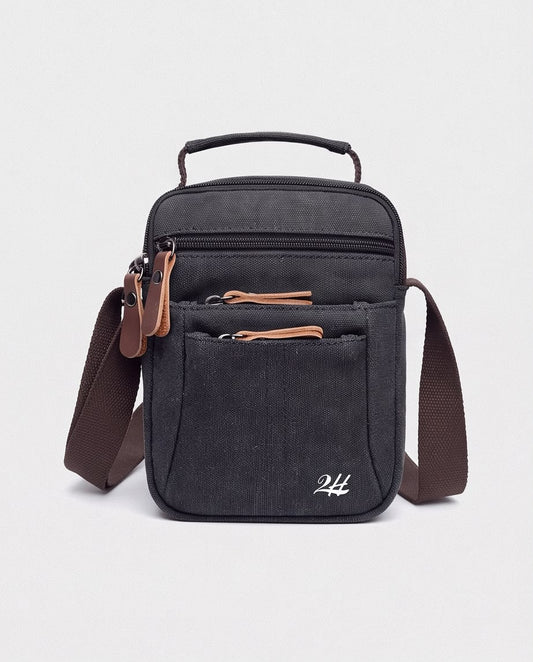 2H Black Canvas Shoulder Bag