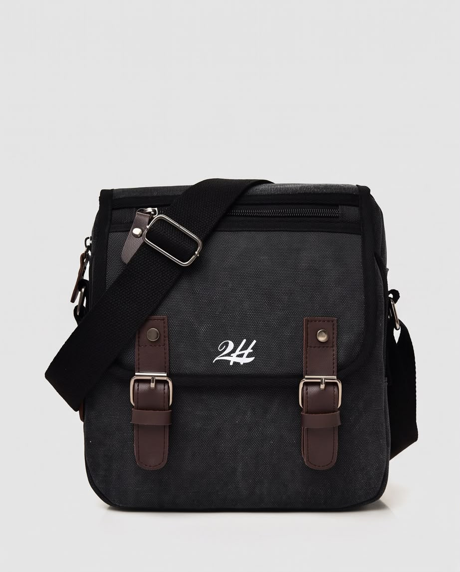 2H #7121 Black Canvas Shoulder messenger bag
