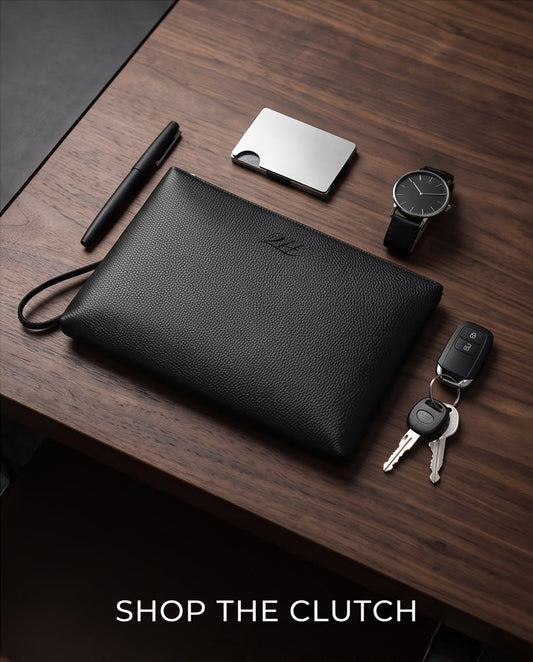 2H #66235 Black Genuine leather Clutch Bag