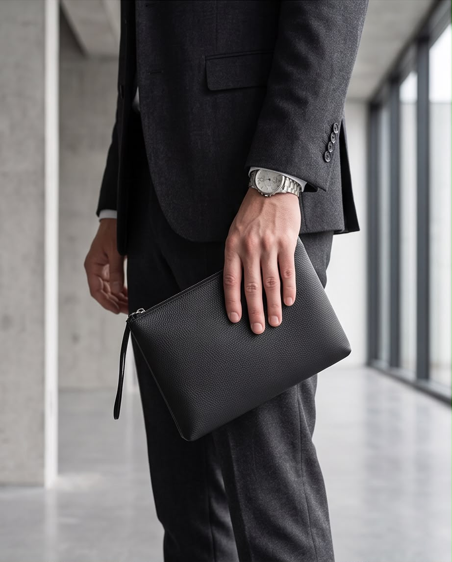 2H #66235 Black Genuine leather Clutch Bag