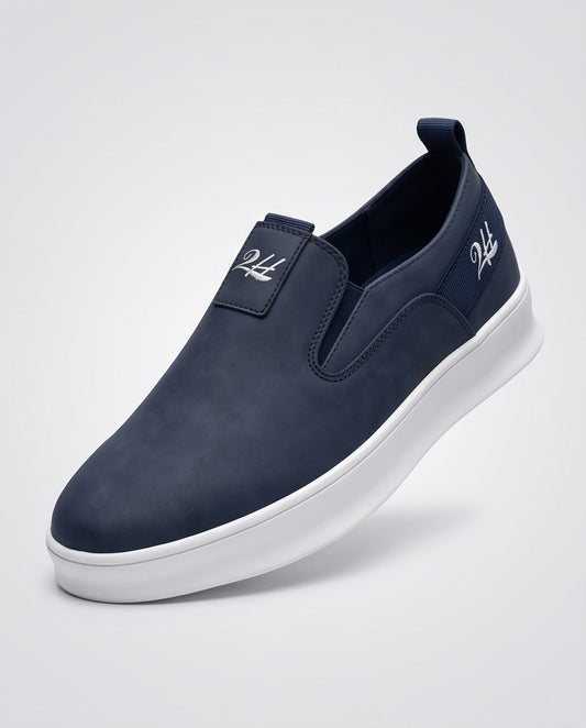 2H Navy Nubuck Leather Casual Shoes
