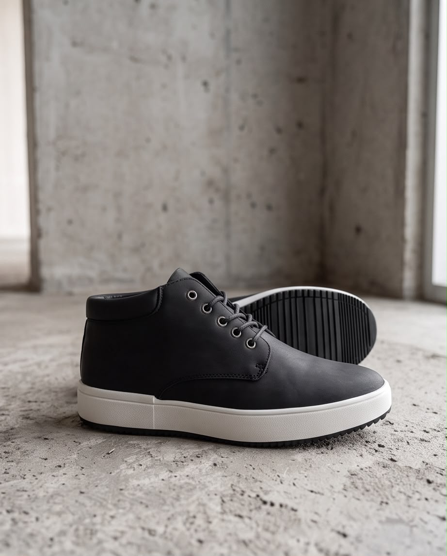 2H Black Nubuck Leather Casual Boot