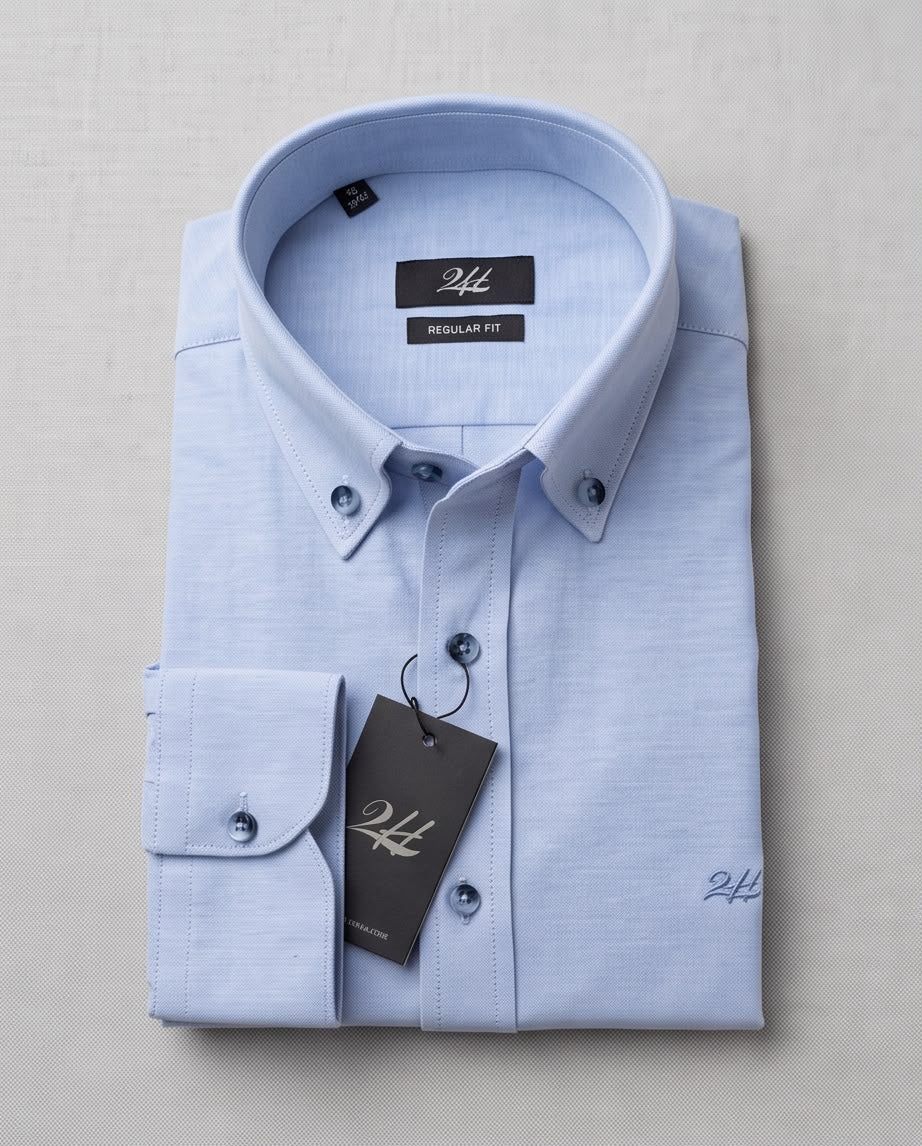 2H Blue Oxford Casual Shirt