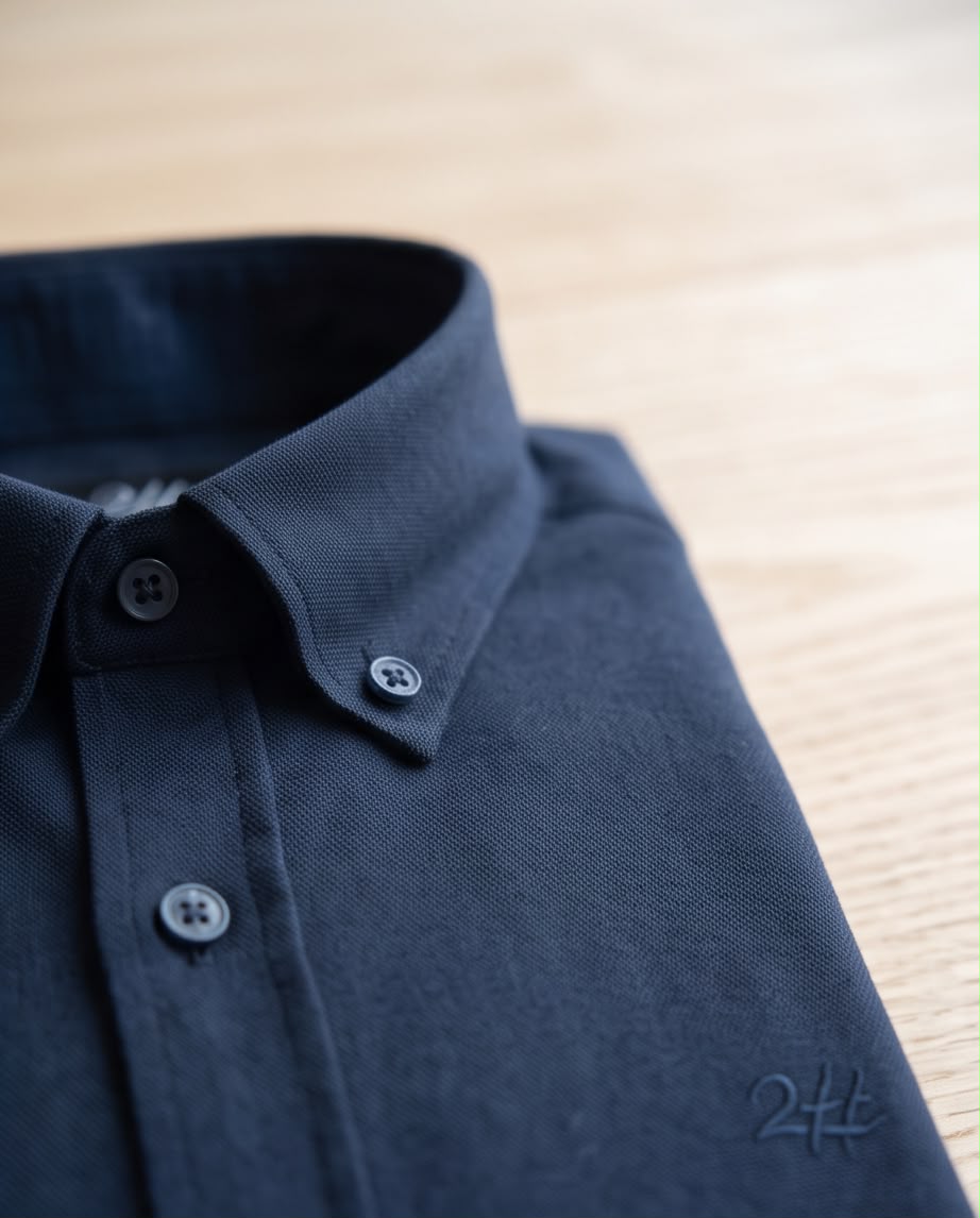 2H Navy Oxford Casual Shirt