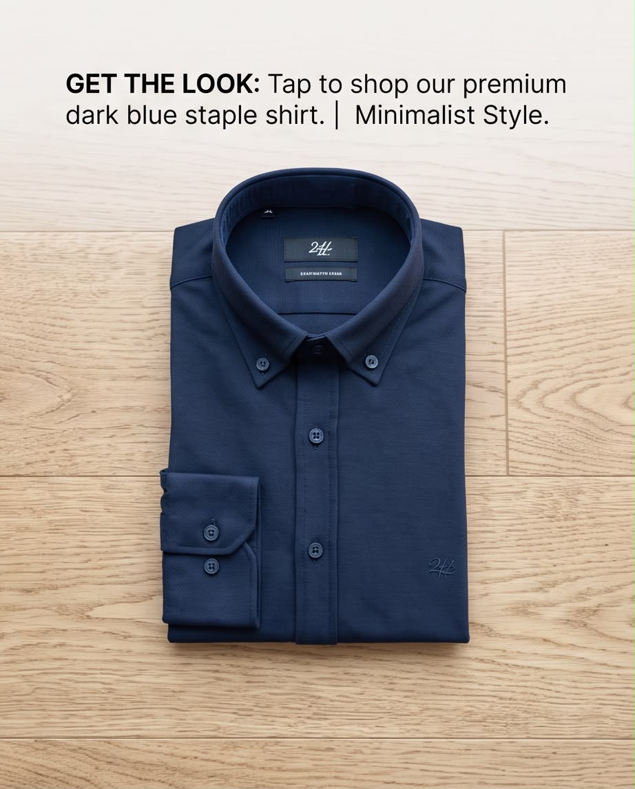 2H Navy Oxford Casual Shirt