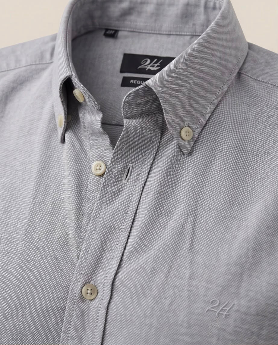 2H Gray Oxford Casual Shirt